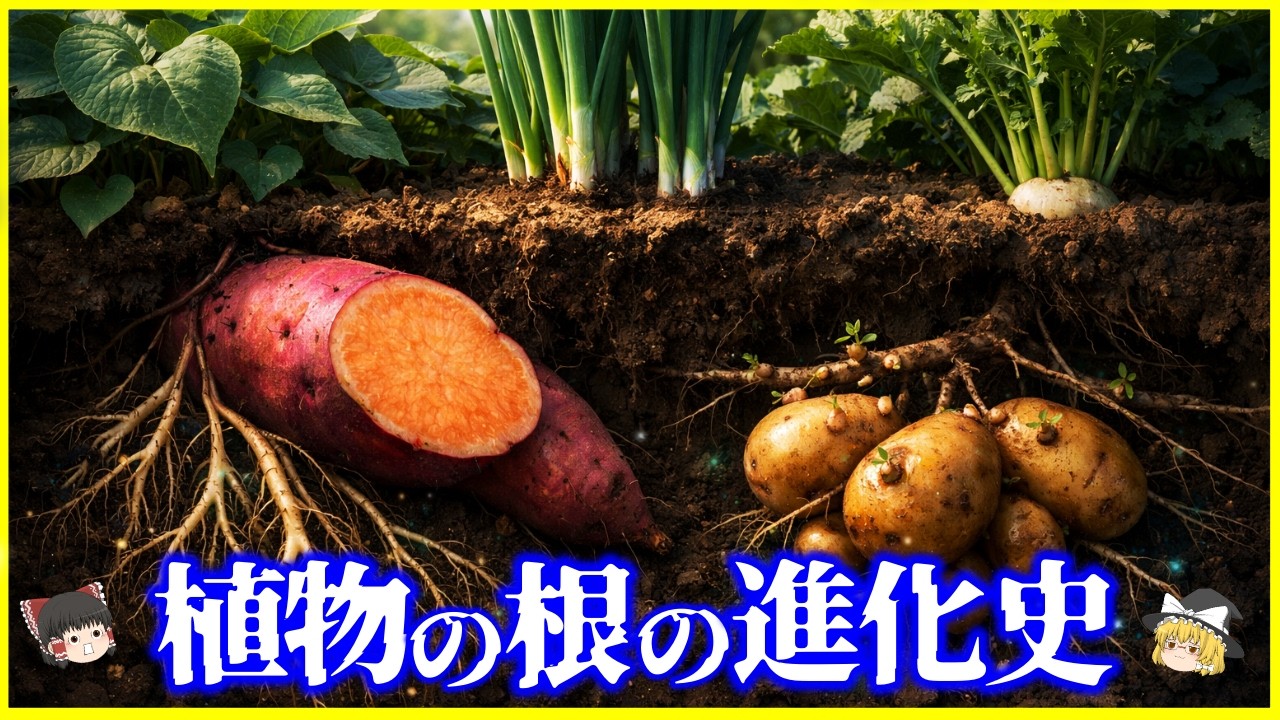 【ゆっくり解説】その野菜、本当に「根」？植物の“根”の違いと進化史を解説/直根・ひげ根・塊根の進化
