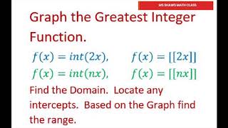 Graph The Greatest Integer Function. Y = int(2x)