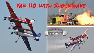 Take 2 propellor aircraft ... mash them together and add a jet engine
for 'little kick' you get the yak 110. this crazy flew an aerobatics
rou...