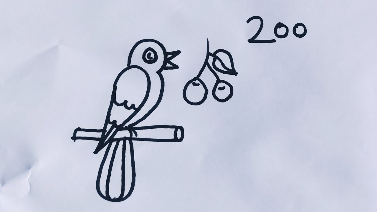 Рисунок птицы/Рисунок птицы по номеру 200, простой пошаговый урок @SimpleLineDrawing