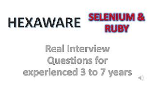 Celebrity Hexaware Real-Time Selenium Automation Testing Interview Questions for exp 3 to 7 yrs #selenium Wealth
