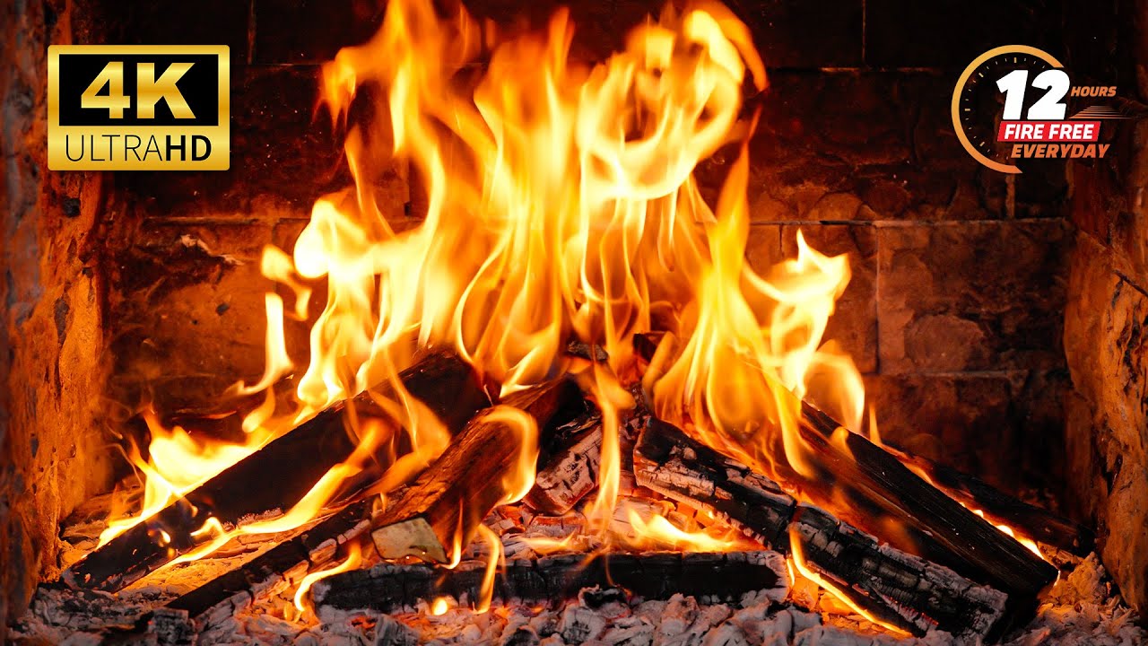 🔥 Fireplace Burning 4K 🔥 Cozy Fireplace 4K with Crackling Fire Sounds ...