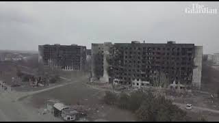 Мариуполь съемка с дрона разрушенного города 19.03.22.