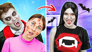 🖤 De NERD a Reina de los VAMPIROS: ¡Transformación Extrema con 123GO! School 🦇