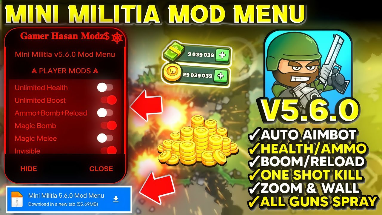 😱 Mini Militia Mod Menu Hack 2026 New Update | By Hasan Modz$ | Mod Menu v5.6.0 | All Features Free