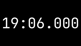 Countdown timer 19 minutes, 6 seconds [19:06.000] - White on black with milliseconds