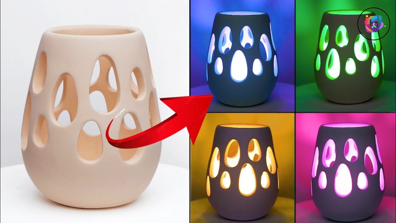 Corner Lighting lamp making || Lighting lamp corner Flower vase || Cement flower vase making
