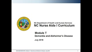 Module T: Dementia and Alzheimer's Disease