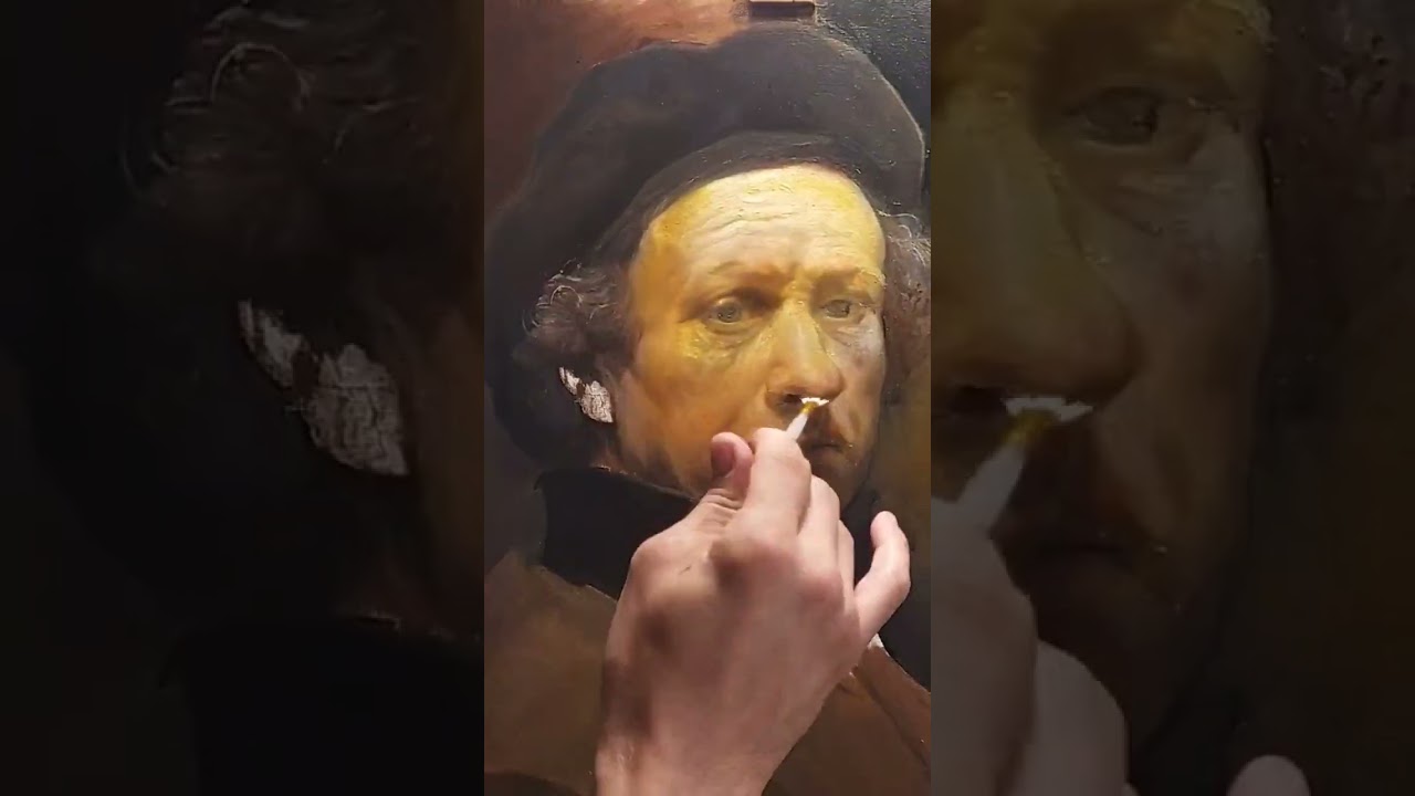 A little more progress on this Rembrandt master copy painting demonstration