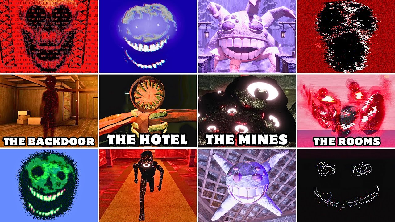 Roblox DOORS - All Jumpscares | FLOOR 2 The Mines & The Hotel