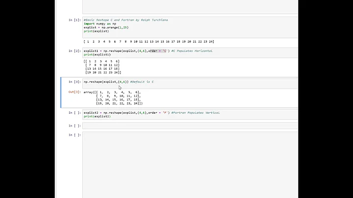 Populating Data with Numpy Reshape, Horizontal and Vertical, C and Fortran