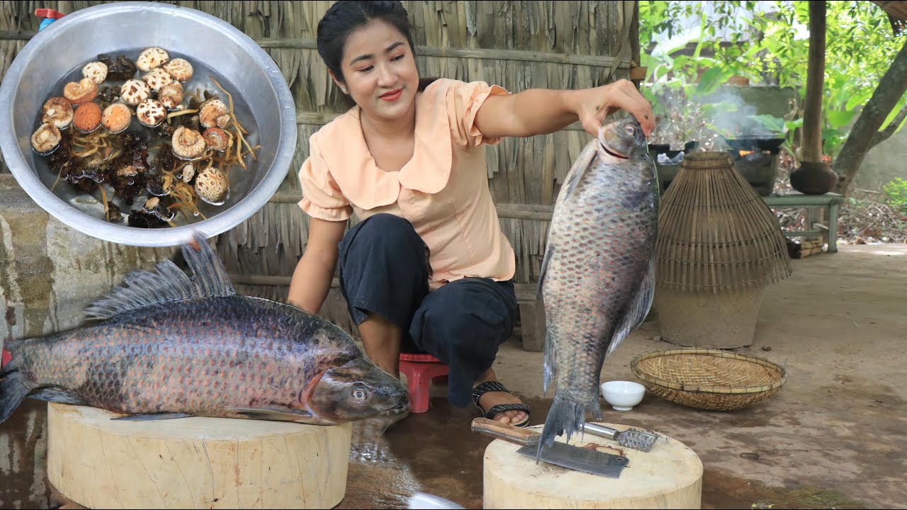 Countryside Life TV Healthy steamed fish with mushroom / Black fish