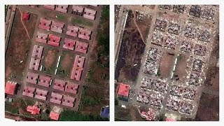 Satellite and drone images show scale of destruction from Equatorial Guinea blast – video screenshot 1