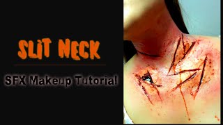 HOW TO MAKE HALLOWEEN MAKEUP SLIT NECK SPECIAL EFFECTS MAKEUP TUTORIAL :  DIY SCAR WAX