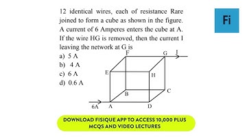 A current of 6 Amperes enters the cube at A.If the wire HG is removed | Fisique