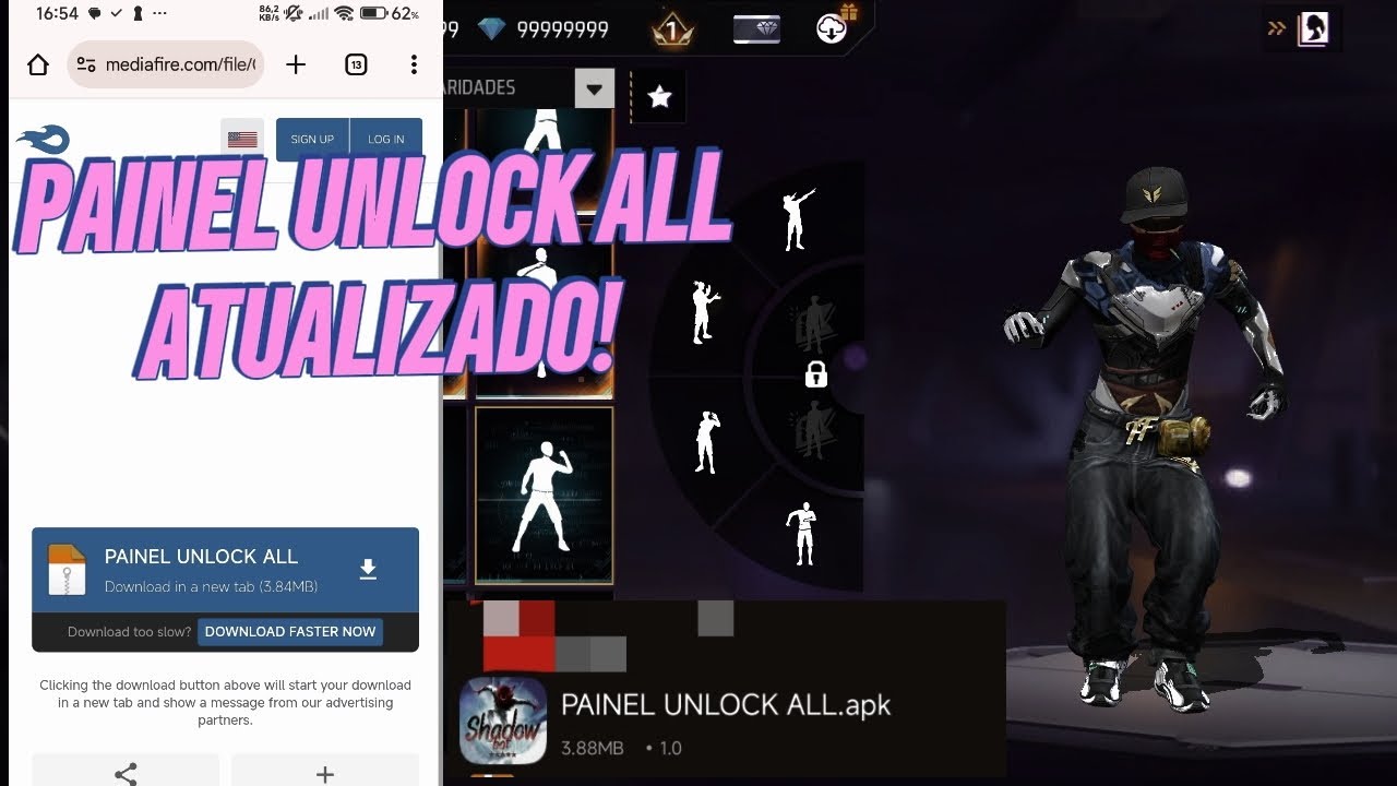 💙🔰SAIUUU! PAINEL UNLOCK ALL TODAS AS VERSÕES (PEGANDO NA PARTIDA?) DIRETO MEDIAFIRE 💙💥
