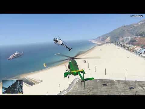 GTA 5 - Grove Street Gang Buzzard Assault on Ballas Meeting at Del Perro Beach + Ten Star Escape