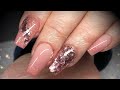 Acrylic nails - rose gold design set with my own glitters