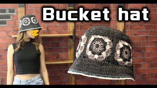 【編み図】バケットハットの編み方【かぎ針】How to crochet a motif bucket hat