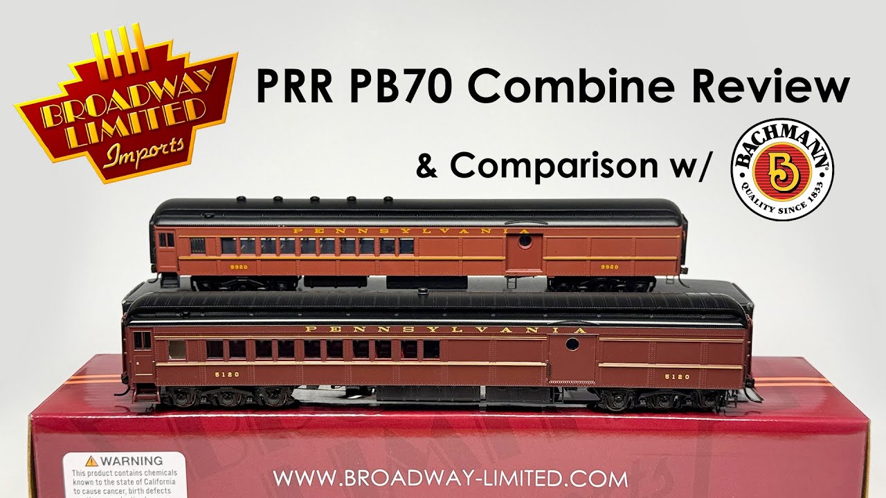 Обзор и сравнение комбинированного поезда Broadway Limited PRR PB70 (с поездом Bachmann)
