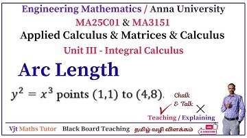Arc Length Integration | MA3151 | MA25C01 | Unit - III | Integral Calculus | Solved Example in Tamil