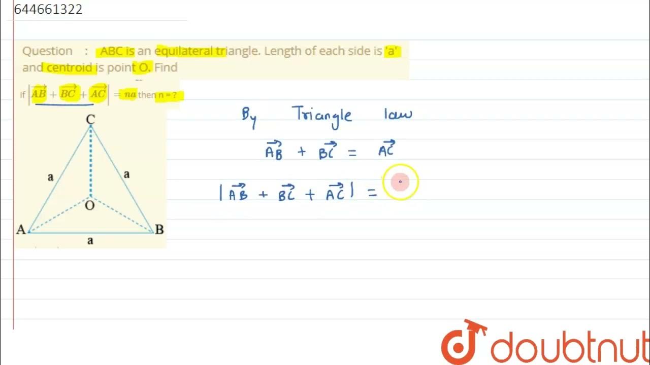 ABC is an equilateral triangle. Length of each side is \'a\' and