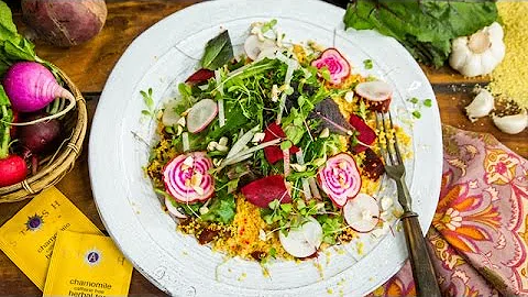 Recipe - Jill Davie Turmeric & Red Beet Couscous with Shaved Vegetables & Greens - Home & Family