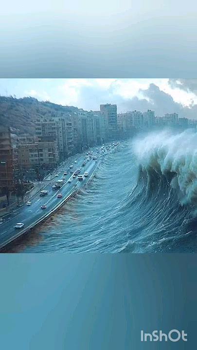Scary tsunami attack  scene #tsunami #waves #sea #shorts #shortvideo #nature #scary #city #water