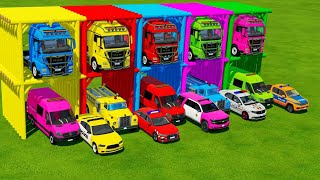 TRANSPORTING ALL POLICE CARS and AMBULANCE EMERGENCY VEHICLES WITH MERCEDES POLICE TRUCKS ! FS22 screenshot 3