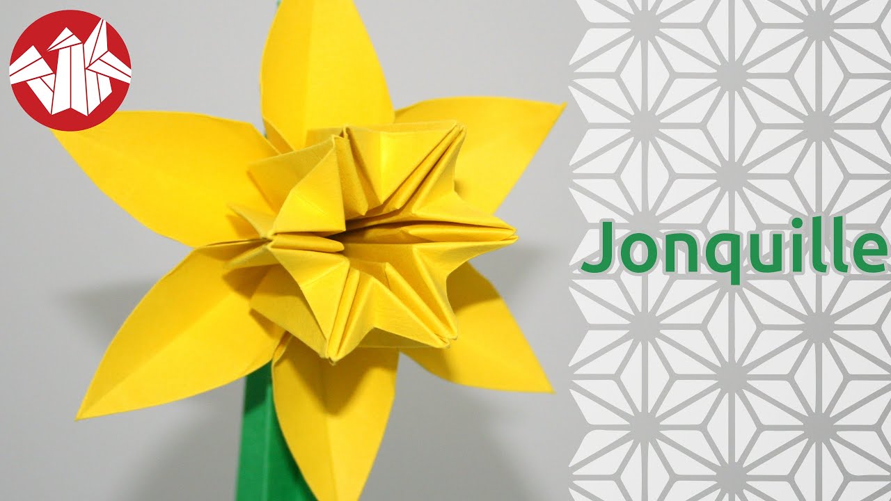 Origami Jonquille sur tige Daffodil on Stem [Senbazuru] YouTube