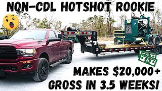 NonCDL Hotshot Rookie Gross $20,000+ In First 3.5 Weeks | Full Breakdown All Expenses(Real Numbers)