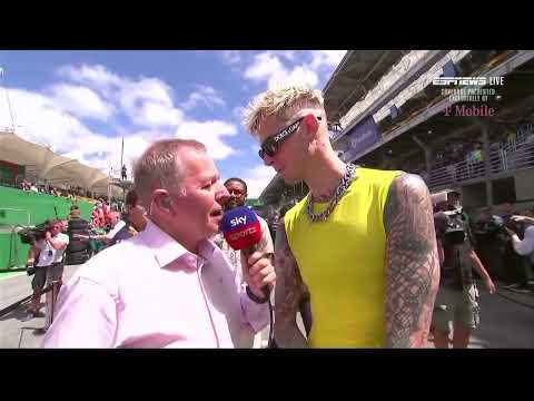 Martin Brundle interviews Machine Gun Kelly on the F1 grid, Brazilian GP