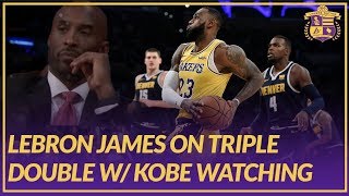 Los angeles lakers forward lebron james talks about what it means to
get the first home win, notching a triple double, in front of kobe
bryant who was att...