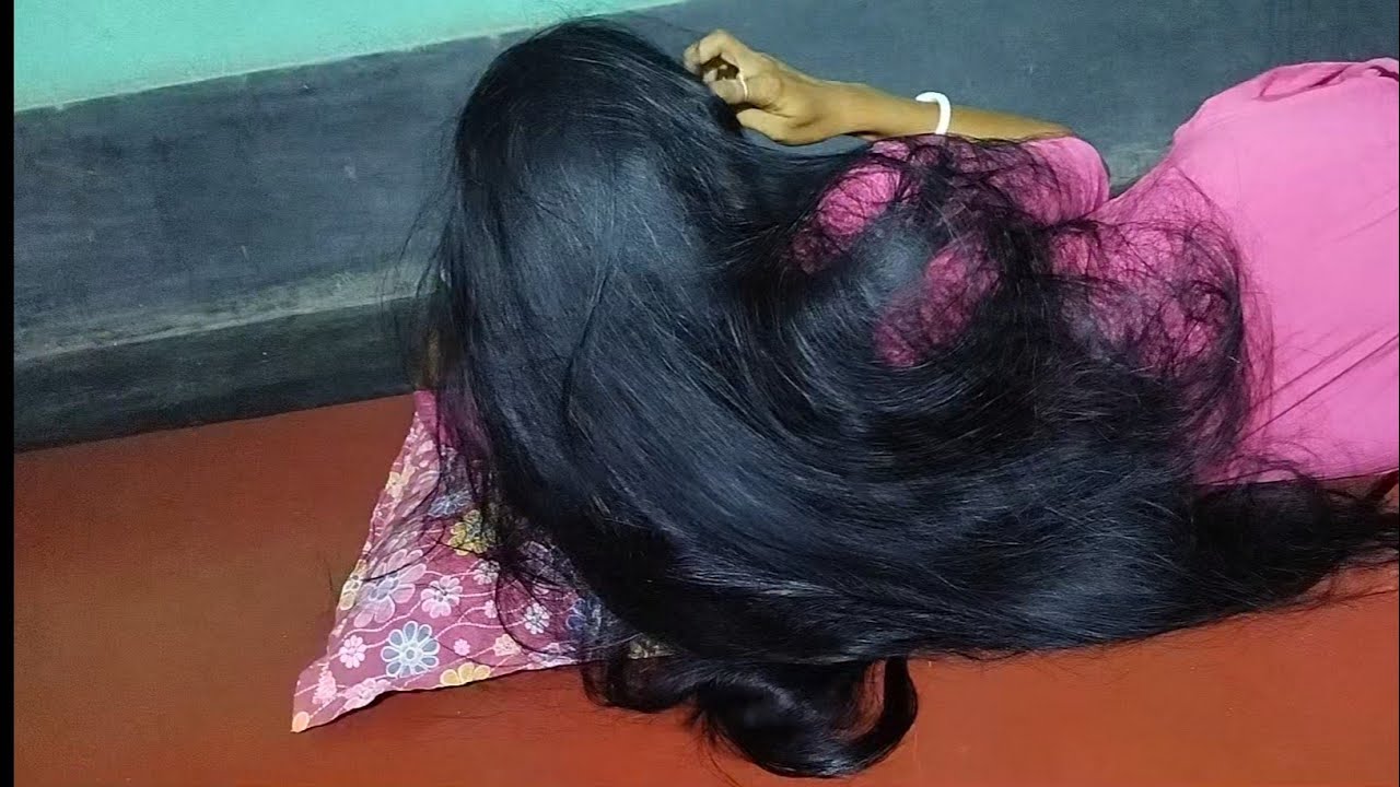 Beautiful Indian Girl Slipped Time Black & Sinning Long Hair Play |