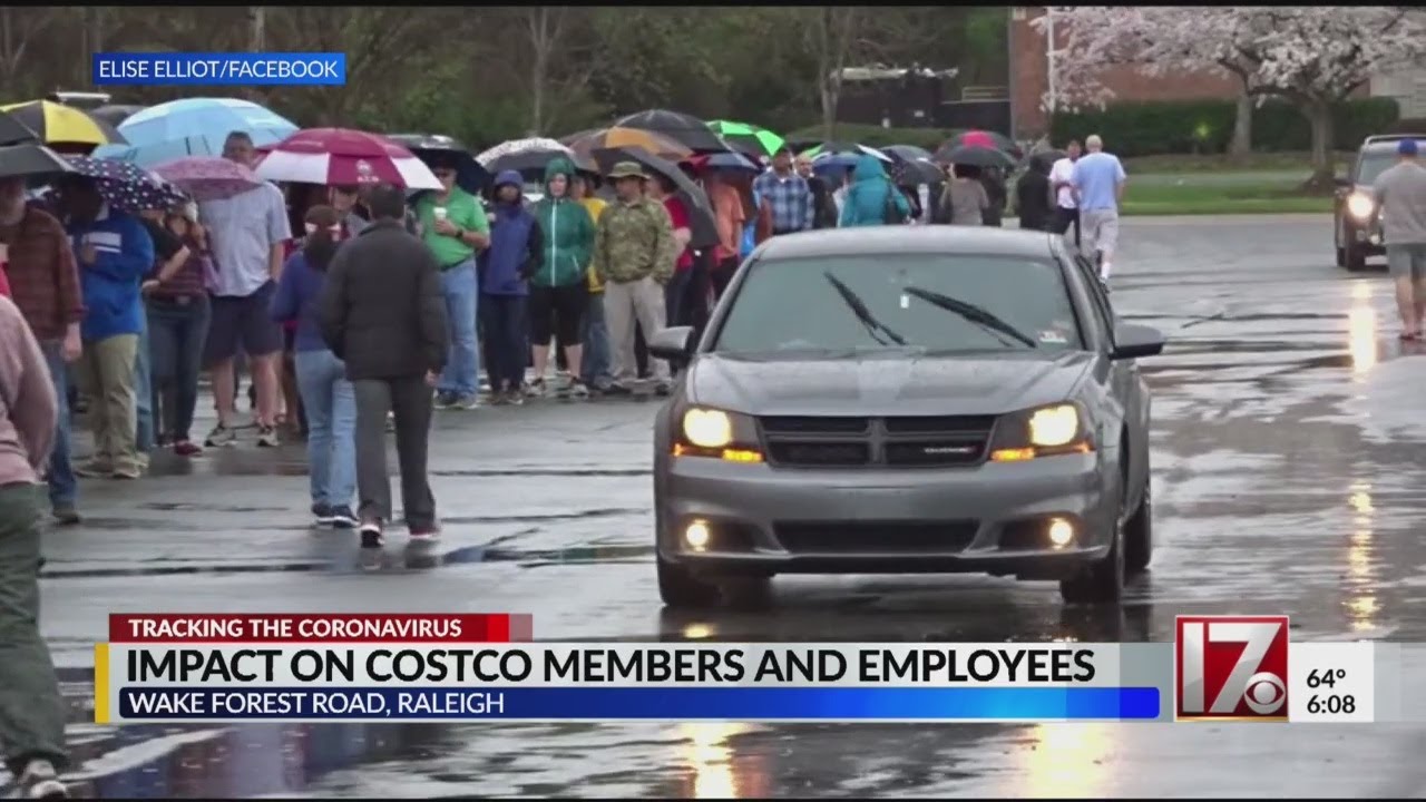 Long lines seen outside Raleigh Costco and NC Sam's Club YouTube