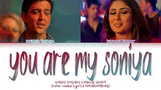Hrithik Roshan, Kareena Kapoor 'You Are My Soniya' (Kabhi Khushi Kabhie Gham) (Color Coded Lyrics)
