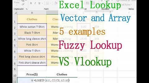 Excel Lookup function (Vector and Array, 5 examples, Approximate matching)