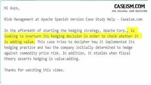 Risk Management at Apache Spanish Version Case Study Help - Caseism.com