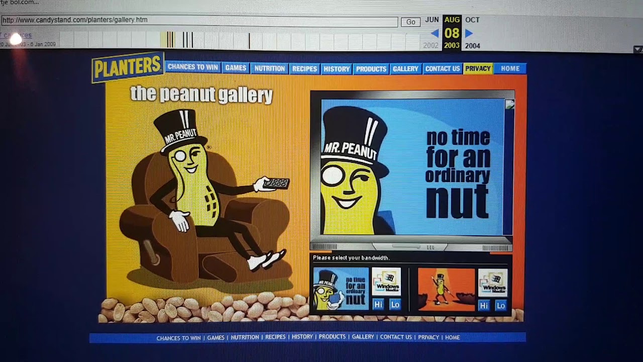 Planters Peanuts Gallery site (August 8, 2003) YouTube