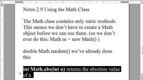 013 Notes 2.8 Wrapper classes, & 2.9 Using the Math class