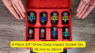 8-Piece 3/4" Drive Deep Impact Socket Set Review | Heavy Duty Metric 26mm–38mm