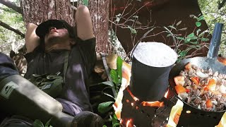 Bushcraft cooking - ลุยเดี่ยว ปรุงอาหารบุชคราฟต์ง่ายๆ ในป่าหลังบ้าน DD Tarp 3x3, firewood stove etc.