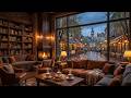 Relaxing Jazz Piano at a Rainy Coffee Shop | Beautiful Piano Jazz, Fireplace Ambience for Deep Relax