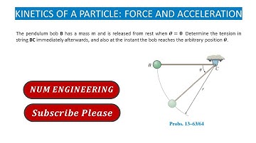The pendulum bob B has a mass m and is released from rest when 𝜽=𝟎  Determine the tension