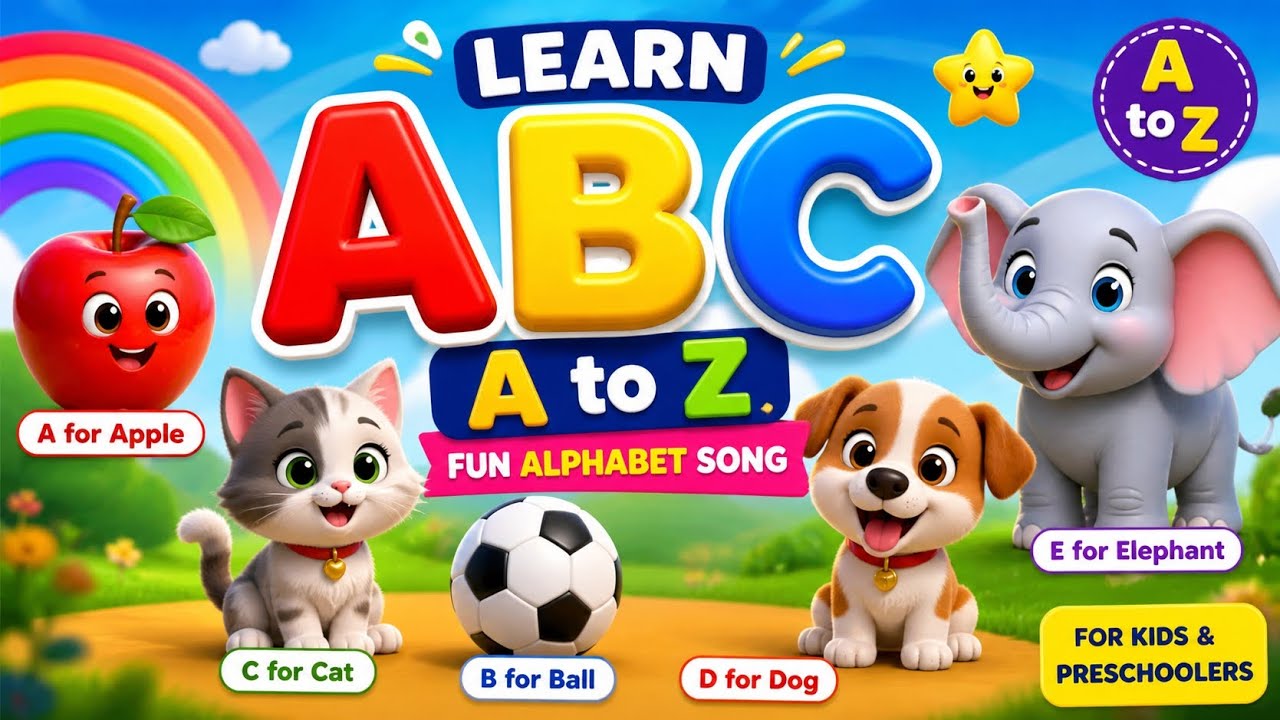 ABC Song for Kids 🎵 Learn Alphabets A to Z | Fun Cartoon Learning - YouTube
