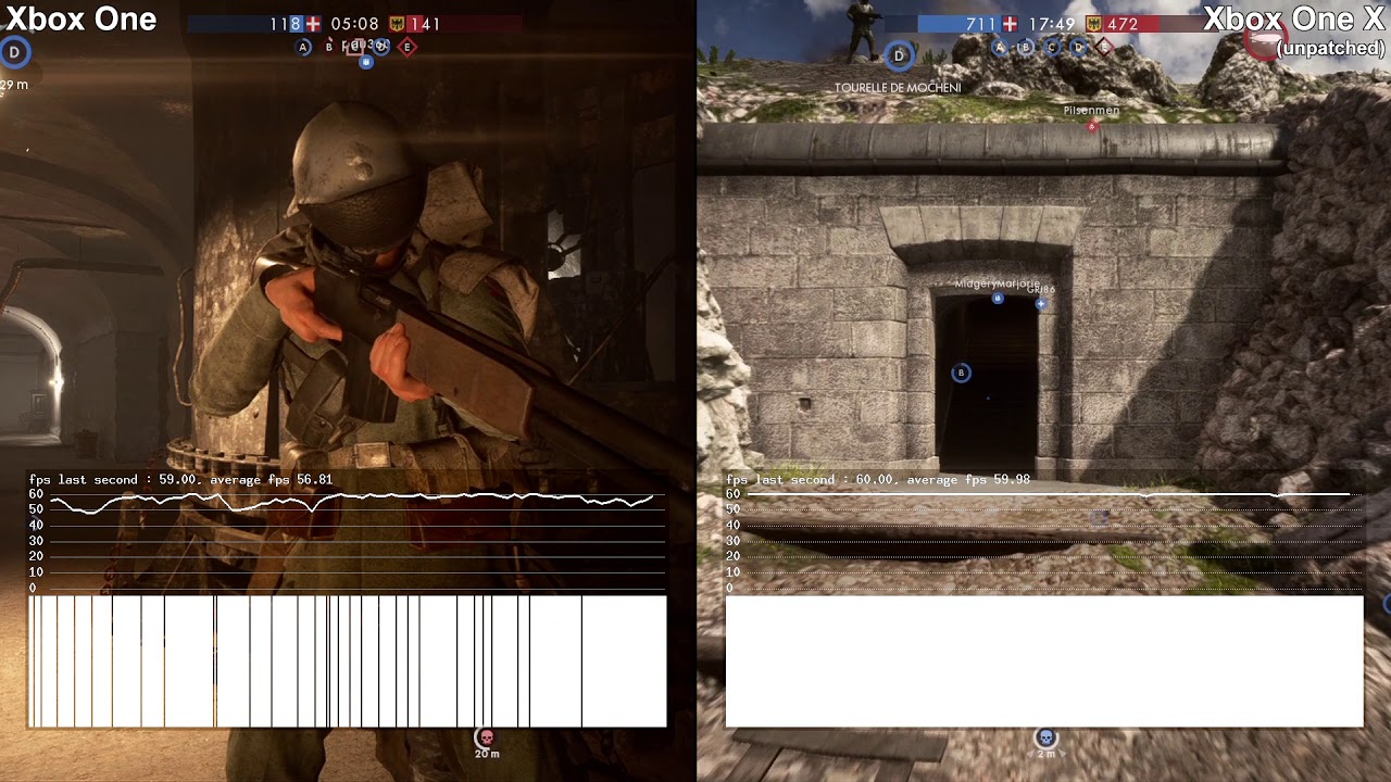 Battlefield 1 - Multiplayer FPS analysis (Xbox One X vs Xbox one) - YouTube