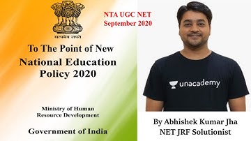 New Education Policy (NEP) 2020 || NTA UGC NET || September 2020 || By Abhishek Kumar Jha
