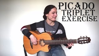 Intermediate Picado Triplet Exercise (with free TAB) Spanish Guitar Lesson - The metronome sessions chords sheet