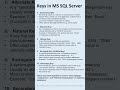 Keys in MS SQL Server