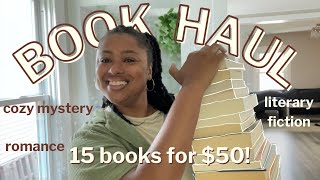 book haul! | thrifted romance, cozy mystery, and lit fic books